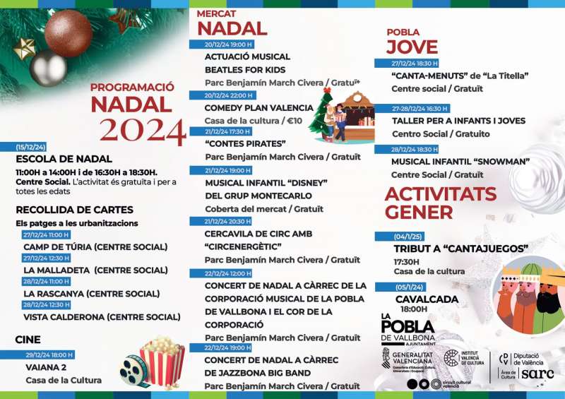 Programaci de Nadal a la Pobla de Vallbona. EPDA