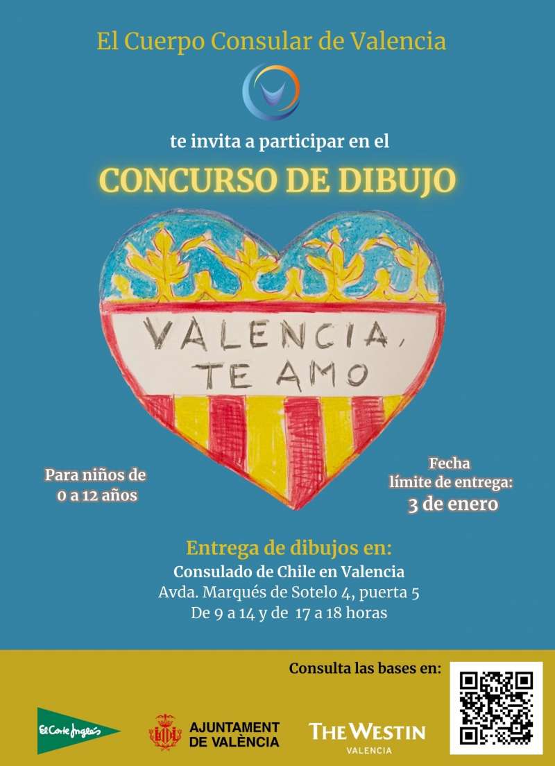 Cartel del Concurso de dibujo infantil del Cuerpo Consular de Valencia.  EPDA