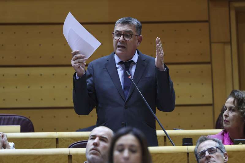 El senador de Comproms Enric Xavier Morera interviene en la sesin de control en el Senado celebrada este martes en Madrid. EFE Kiko Huesca