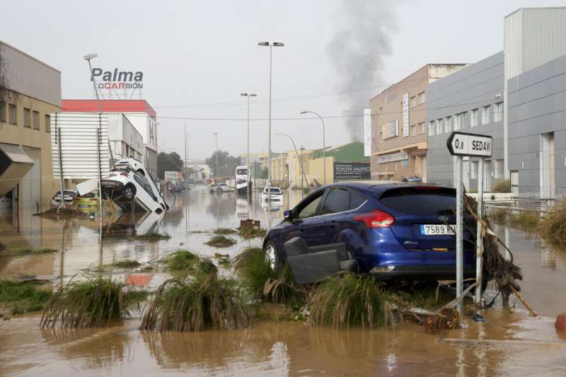 Vista general del polgono industrial de Sedav anegado a causa de las lluvias torrenciales. EFEMiguel ngel Polo